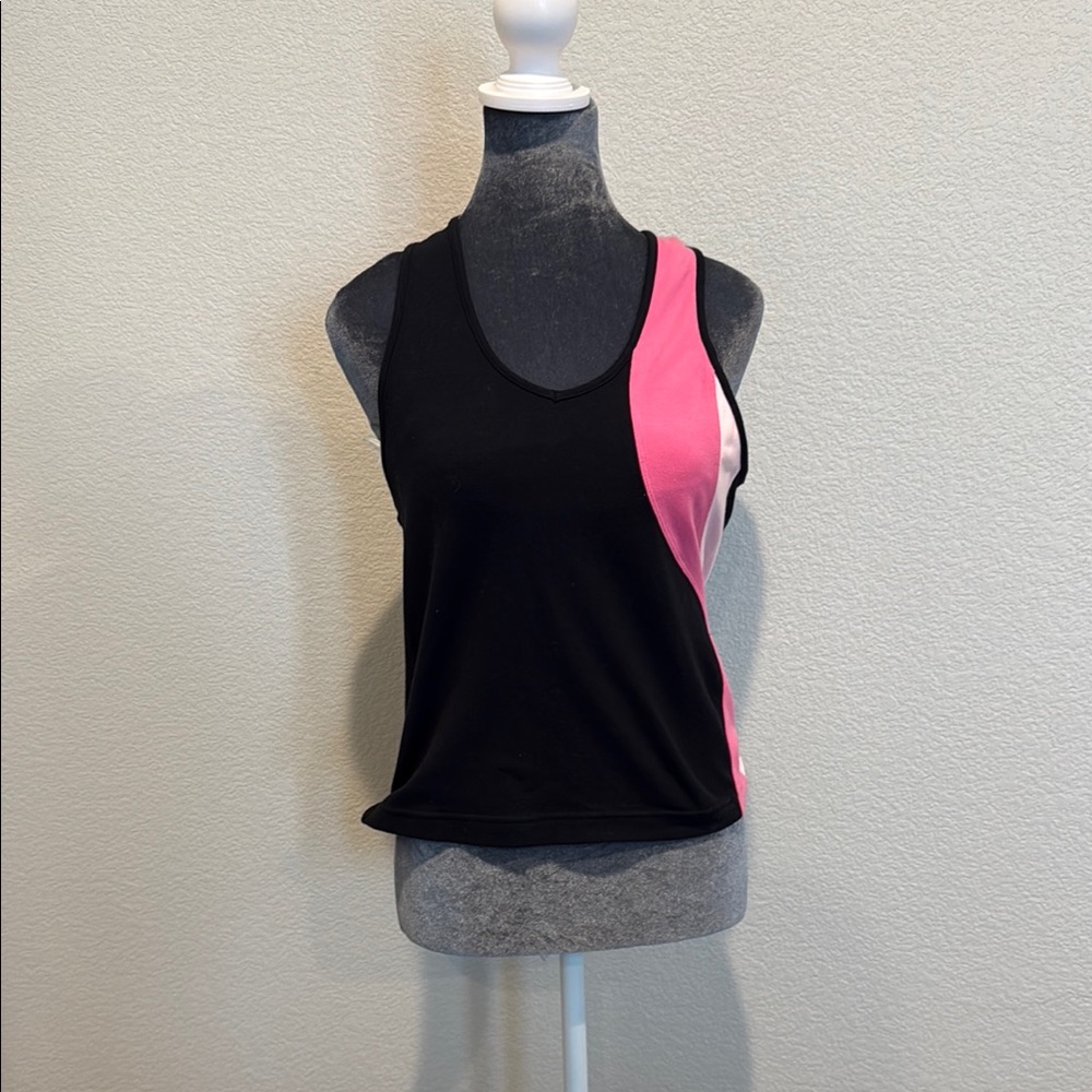 Black and Pink Asymmetrical Crop Tank Top